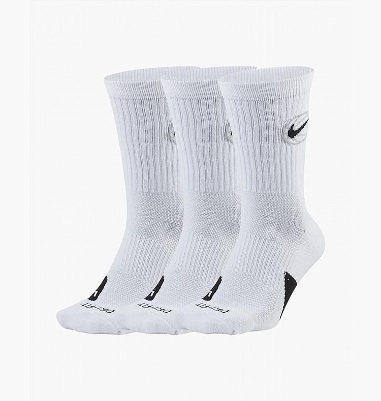 Набор носков Nike U NK CREW EVERYDAY BBALL DA2123-100 3 пары Белый, Белый, Размер (EU) - 38-42 - #1