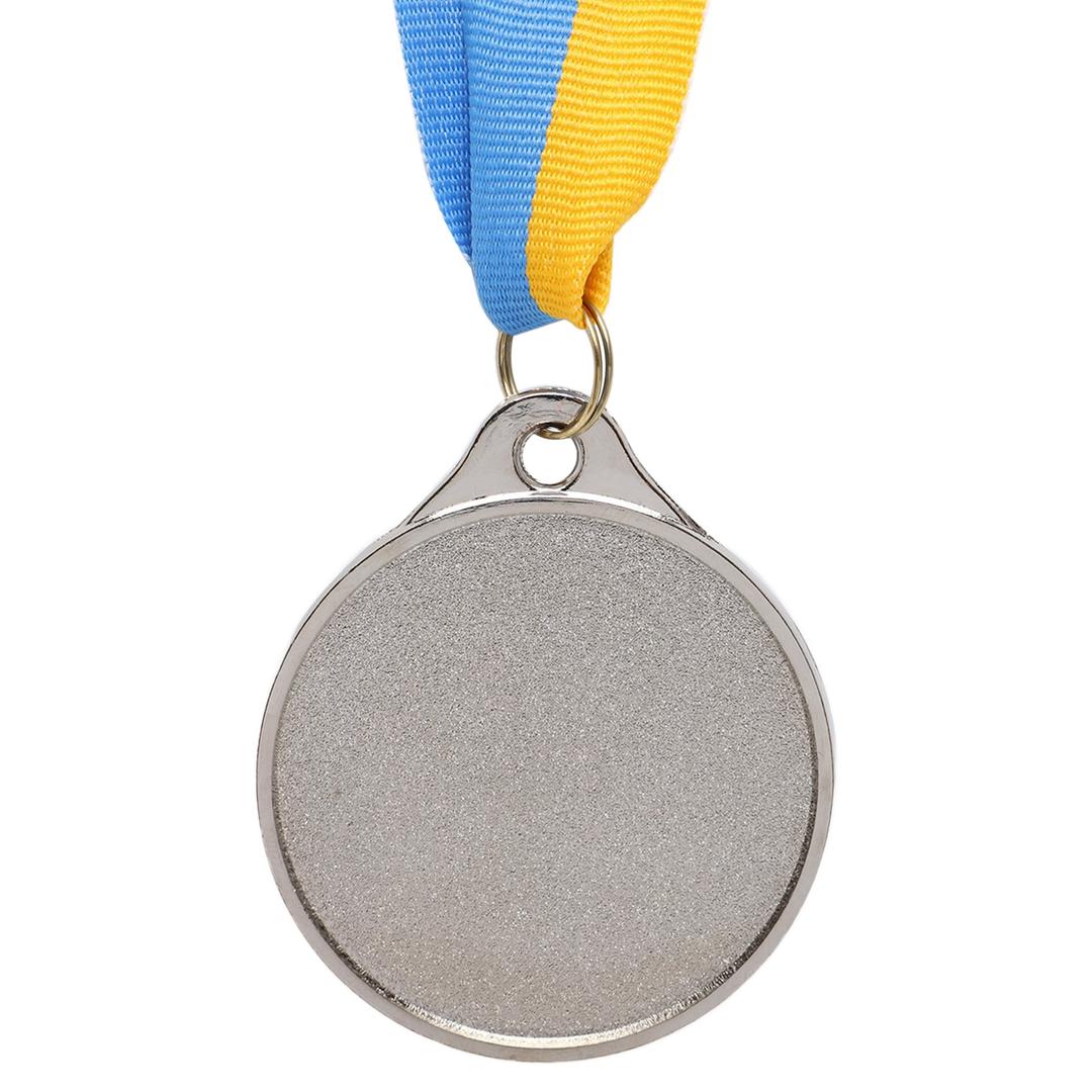 Sports medal with ribbon UKRAINE with Ukrainian symbols C-9292-2 ø5cm Silver - #1